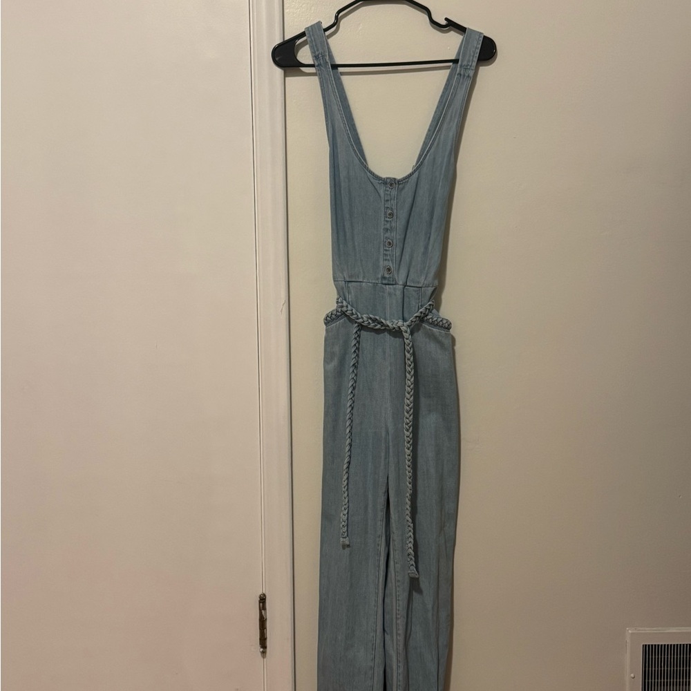 PAIGE Blue Denim Overalls Casual Style